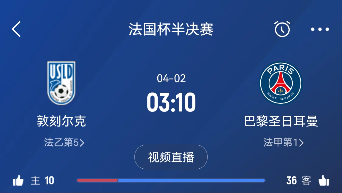 繼續(xù)大撤退？法國(guó)杯半決賽敦刻爾克挑戰(zhàn)巴黎，此前連續(xù)逆轉(zhuǎn)法甲隊(duì)